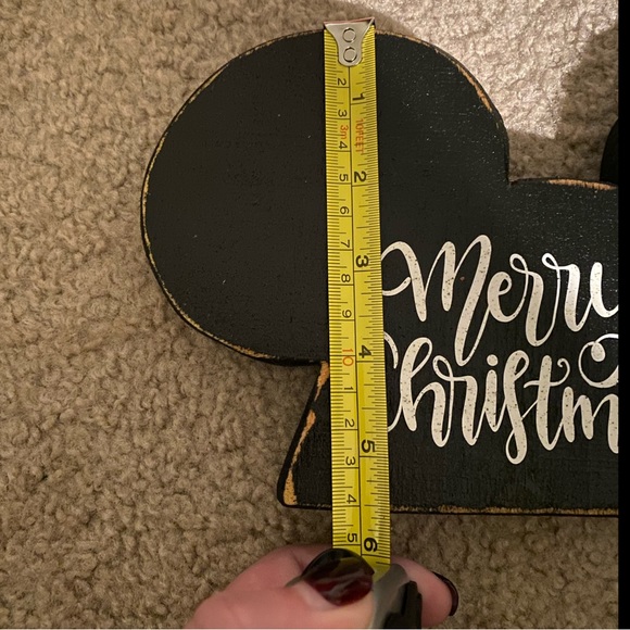 Wooden “Rustic” Finish Mickey “Merry Christmas” Ears Decoration - Picture 3 of 4